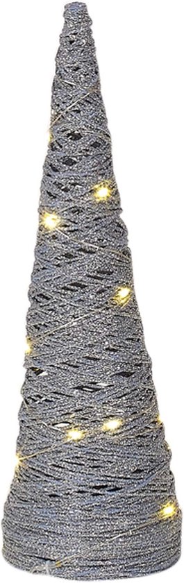 Sapin de Noël Lumineux LED Cône avec Éclairage Féerique - Argent Glitter - 60cm Arbre Décoratif pour Intérieur