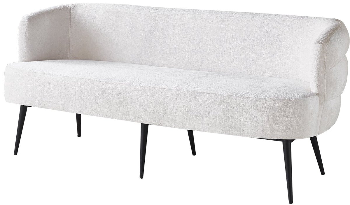 Lizzely Garden & Living Eetkamerbank met armleuning Quinn 180cm wit chenille eetbank
