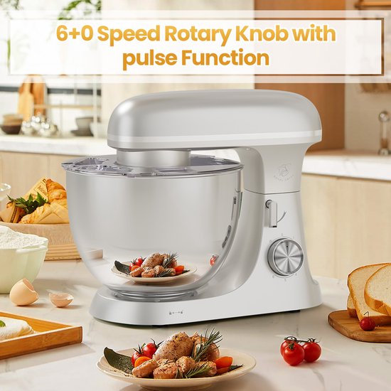 Royal Swiss - keukenmachine - 2000W Vermogen - 8,5L RVS Kom - Planetair Mengsysteem - Kleur: Crème van Merkloos — afbeelding 3