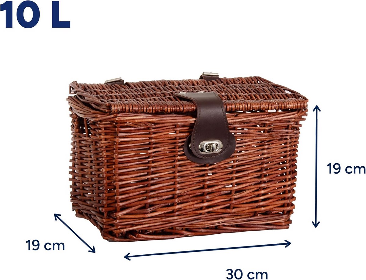 Fietsmand met deksel 10 liter donkerbruin