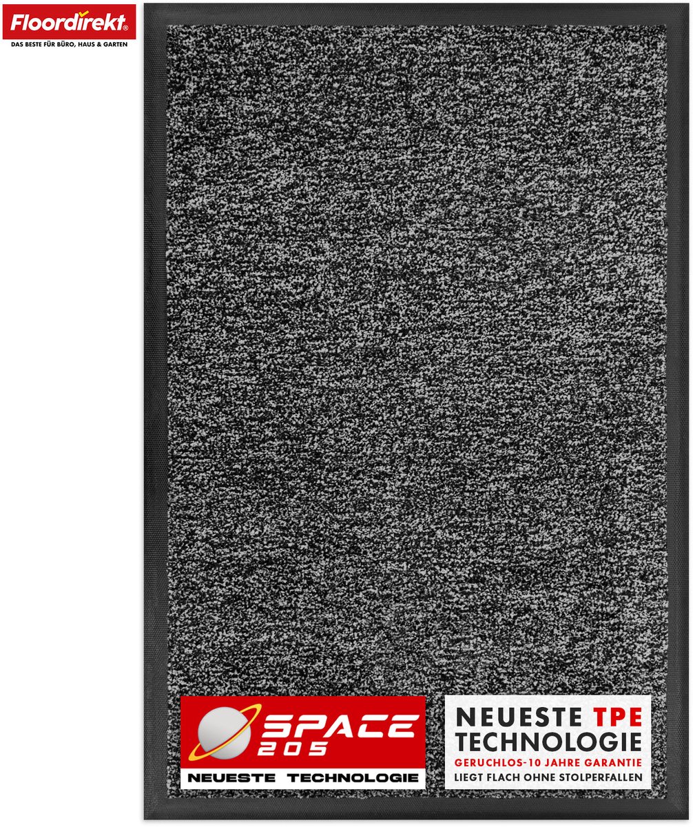 Floordirekt Vuilvangmat Space 205 - Antraciet 90 x 120 cm - Antislipmat met Innovatieve TP