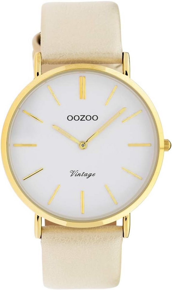 Vintage dameshorloge met lederen band en kwartsuurwerk