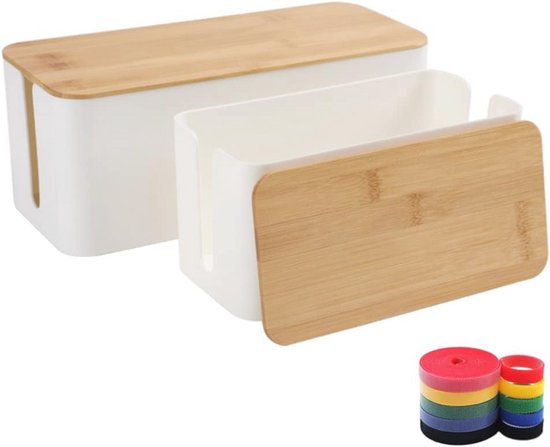 Große Kabel führungs box Acacia Wood Cable Cord Organizer Box für Steckdosen lei
