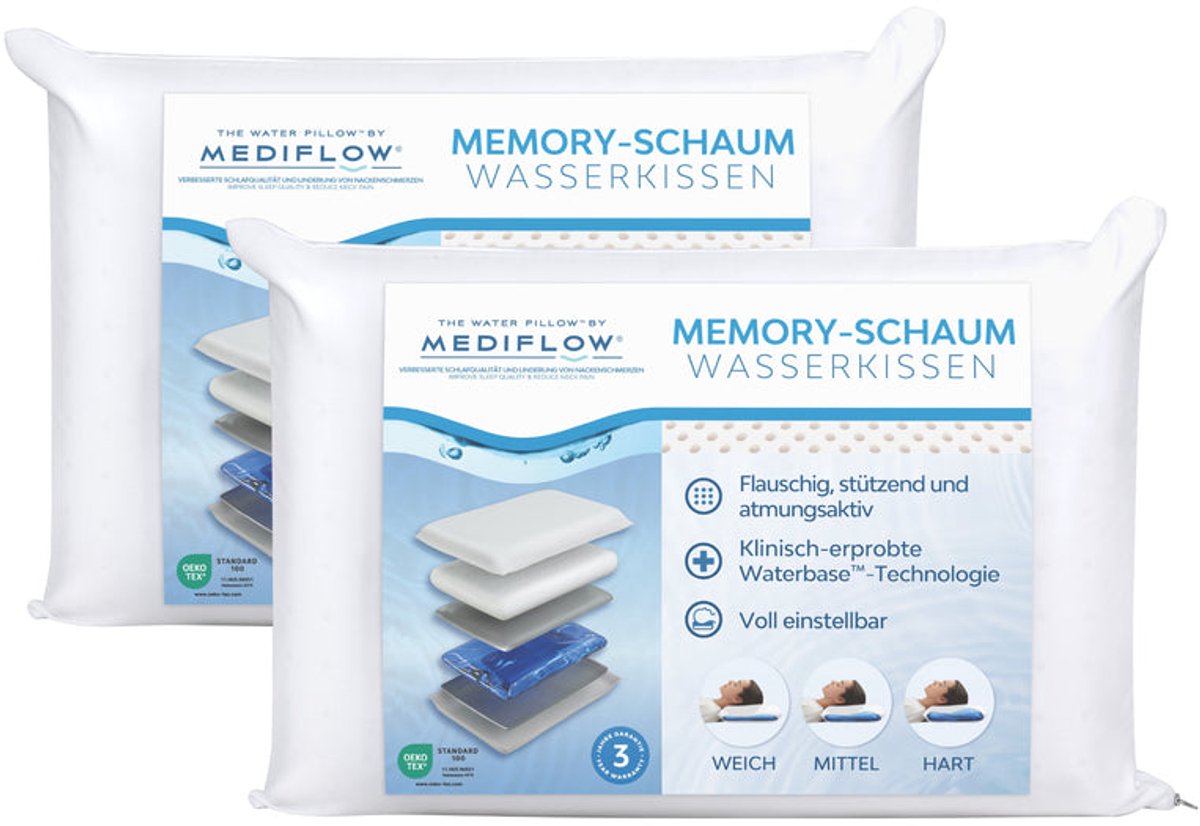 Mediflow voordeelpack waterkussen met memoryfoam 50/70 (2pc)