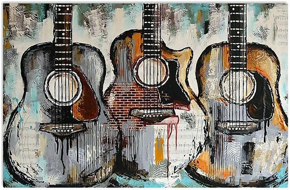 Vintage Gitaar Metaal Poster - Industrieel Kunstwerk 20x30 cm