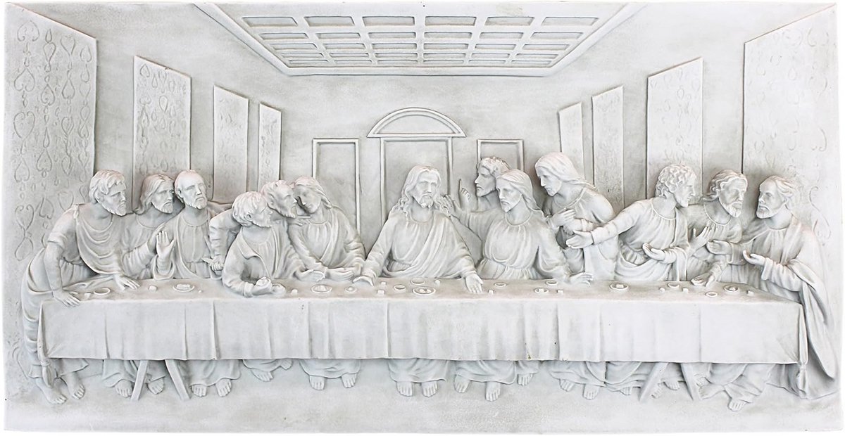 Religieuze muursculptuur Het Laatste Avondmaal - 58 cm Polyresin