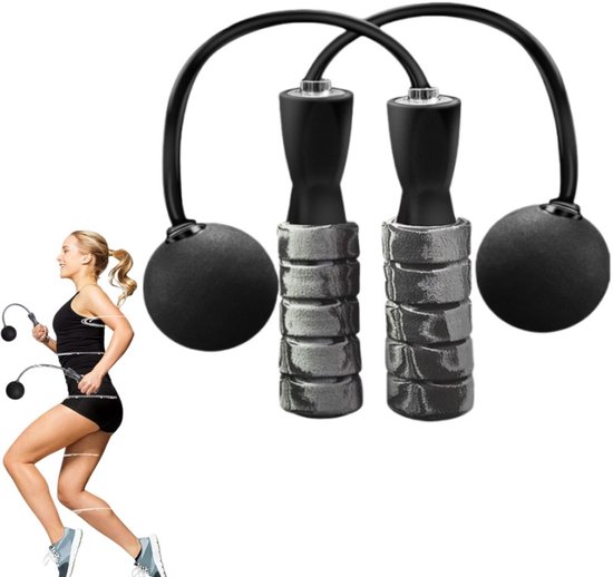 1 stuk - springtouw zonder koord - Verzwaarde springtouw zonder touw - Snel springtouw - Antiklitten - Zwart - Ontworpen voor fitness- en duurtraining – geschikt voor thuis, de sportschool en buitenactiviteiten
