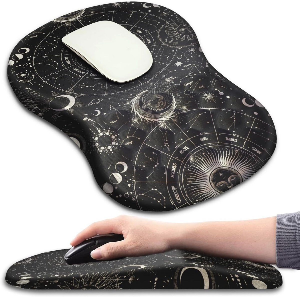 Ergonomische Muismat met Polssteun voor Carpaal Tunnel Syndroom - Pijnverlichting met Geïntegreerd Geheugenfoam en Massagefunctie (30x20cm)