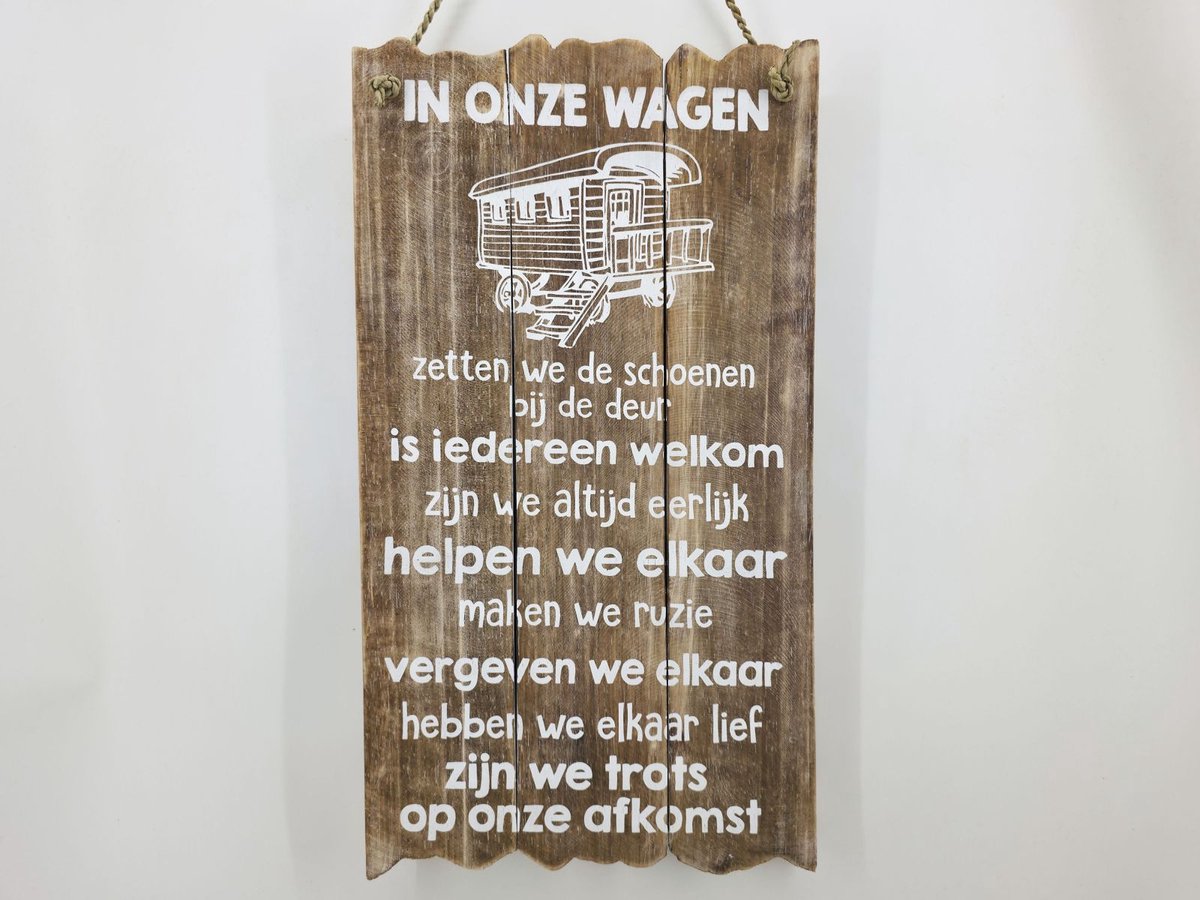 Tekstbord 55x30cm in onze wagen natural