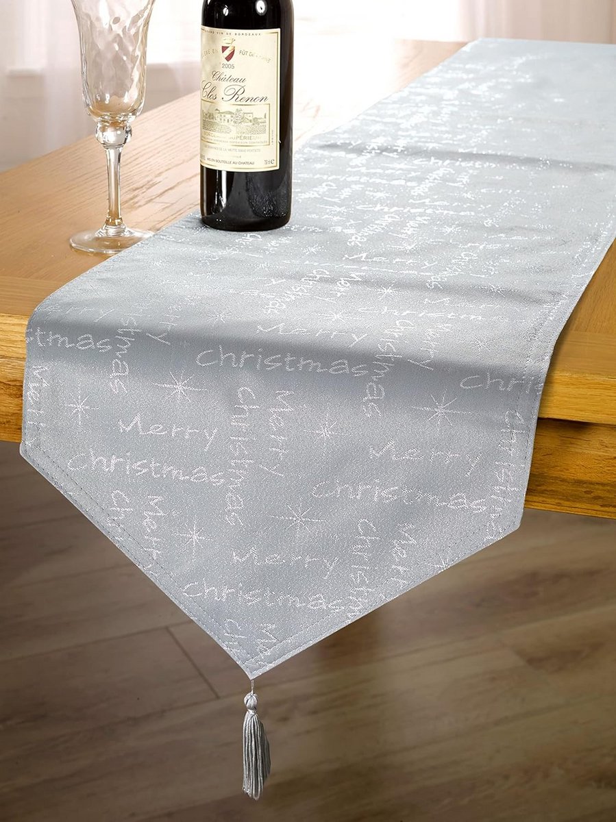 Zilver Tafelloper 33x183 cm voor Kersttafel