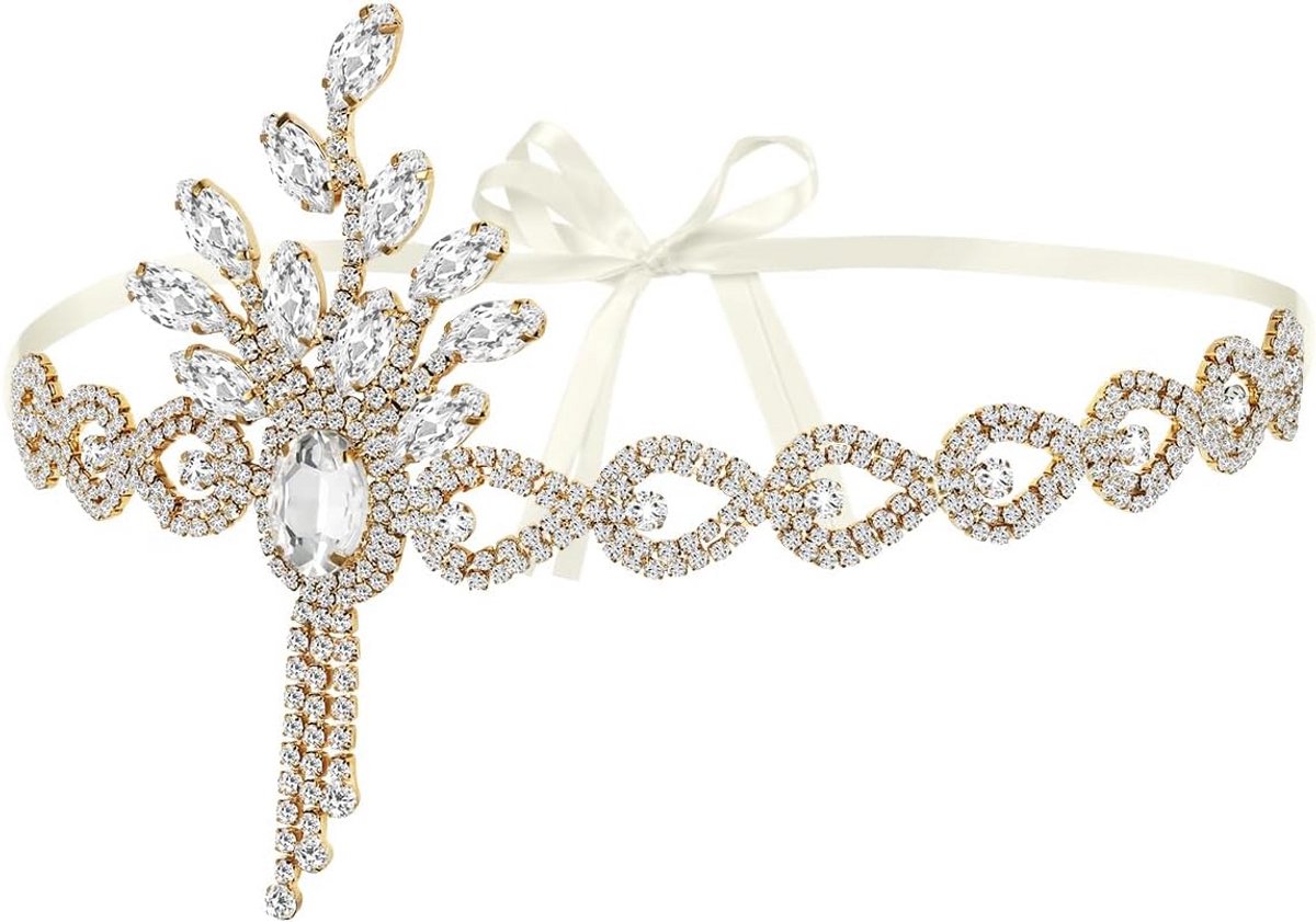 Vintage Jaren 20 Hoofdband Dames met Strass - Gatsby Feest Accessoire