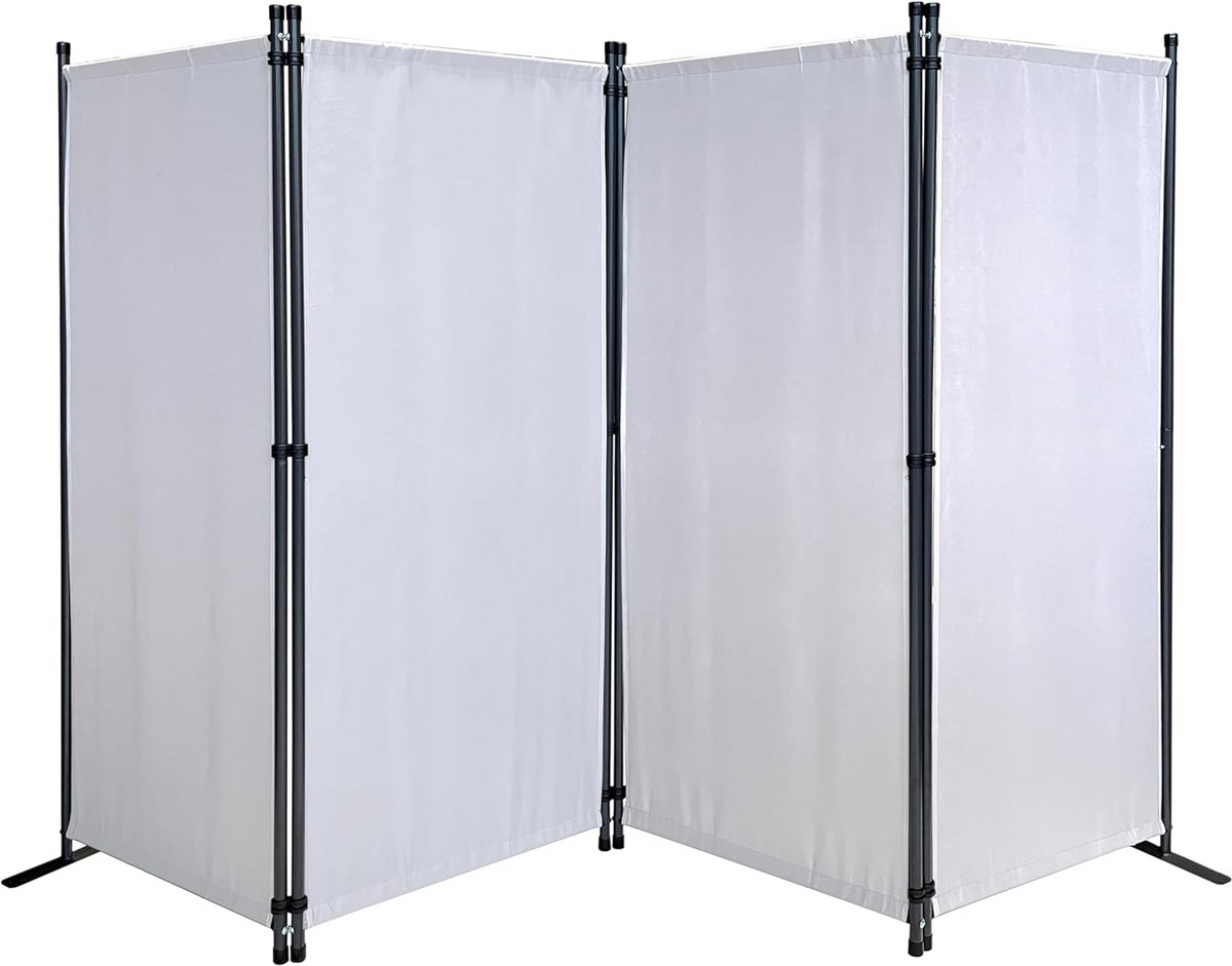 4-delig Roomdivider Wit - 170x220 cm - Transparant Bescherming voor Tuin en Balkon