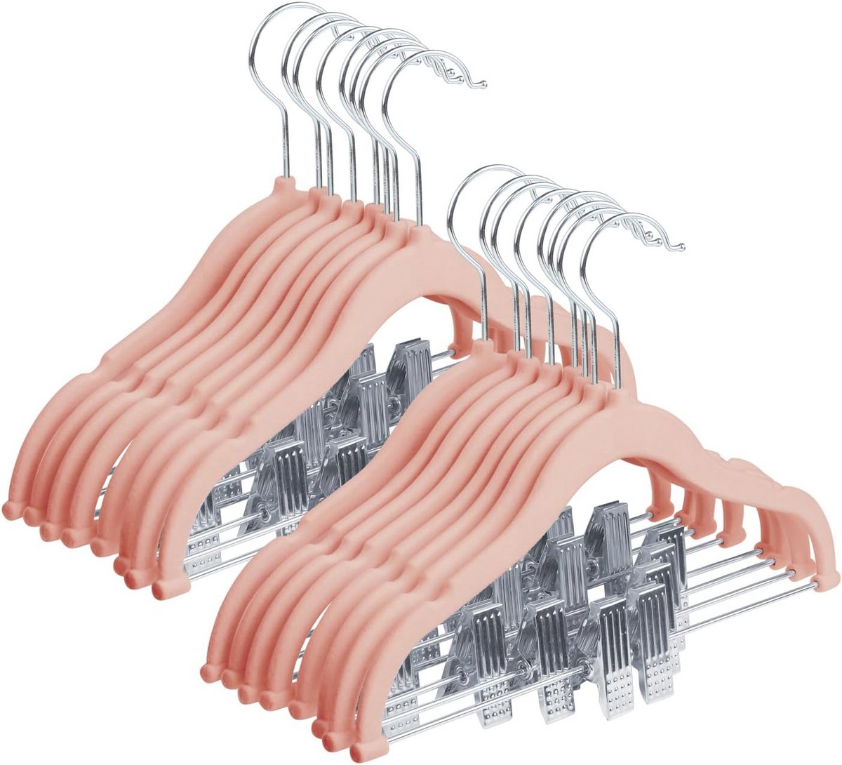 Kinderhangers met Verstelbare Clips - 16 Stuks Fluwelen Antislip Hangers voor Kleding