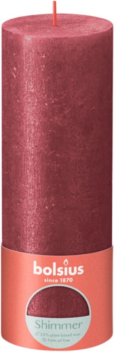 Grote Ronde Kaars Shimmer Rood 190x68 mm
