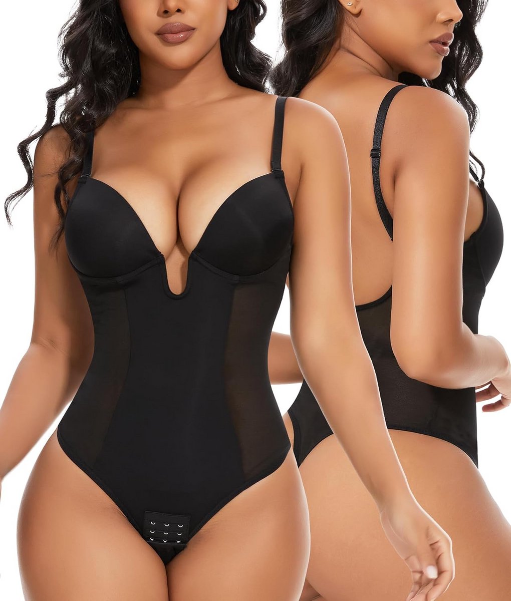 Vormende Bodysuit met Push-up Beha - Rugvrije Shapewear voor Dames met Buikweg Effect