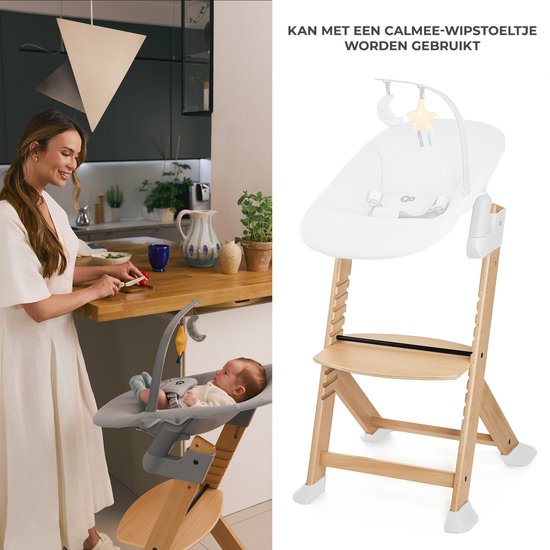 Kinderkraft ENOCK - Houten Kinderstoel 3-in-1 - met Kussenset - Hoge babystoel - Hoogte verstelbaar in 5 niveaus - 3-punts gordels, - Tot 10 jaar - Nordic Breeze — afbeelding 5