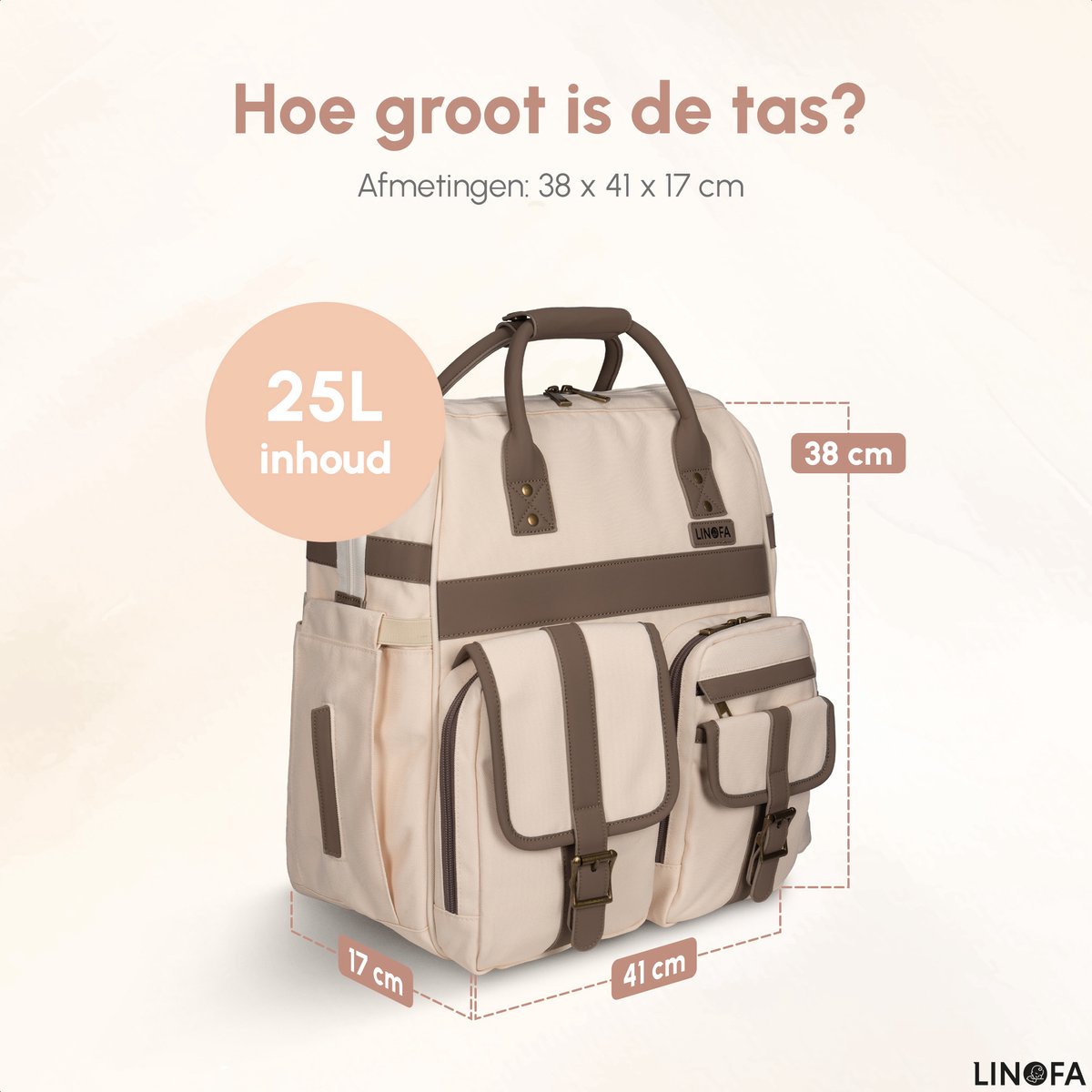 Linofa Lily Luiertas 25L – Rugtas, Buggytas & Verschoonmat