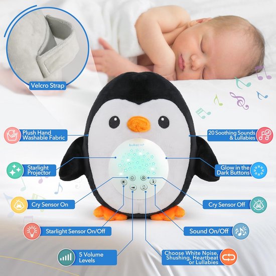 Kalmerende Slaappinguïn met Witte Ruis en Slaapgeluiden - Perfect voor Baby's en Peuters, Uniek Cadeau — afbeelding 3