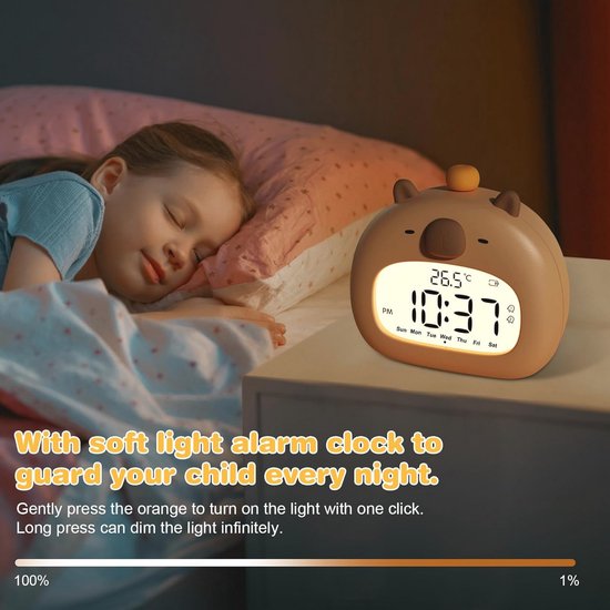 Digitale Kinderwekker met Nachtlampje - Geruisloze en Compacte Leerwekker voor Meisjes — afbeelding 2
