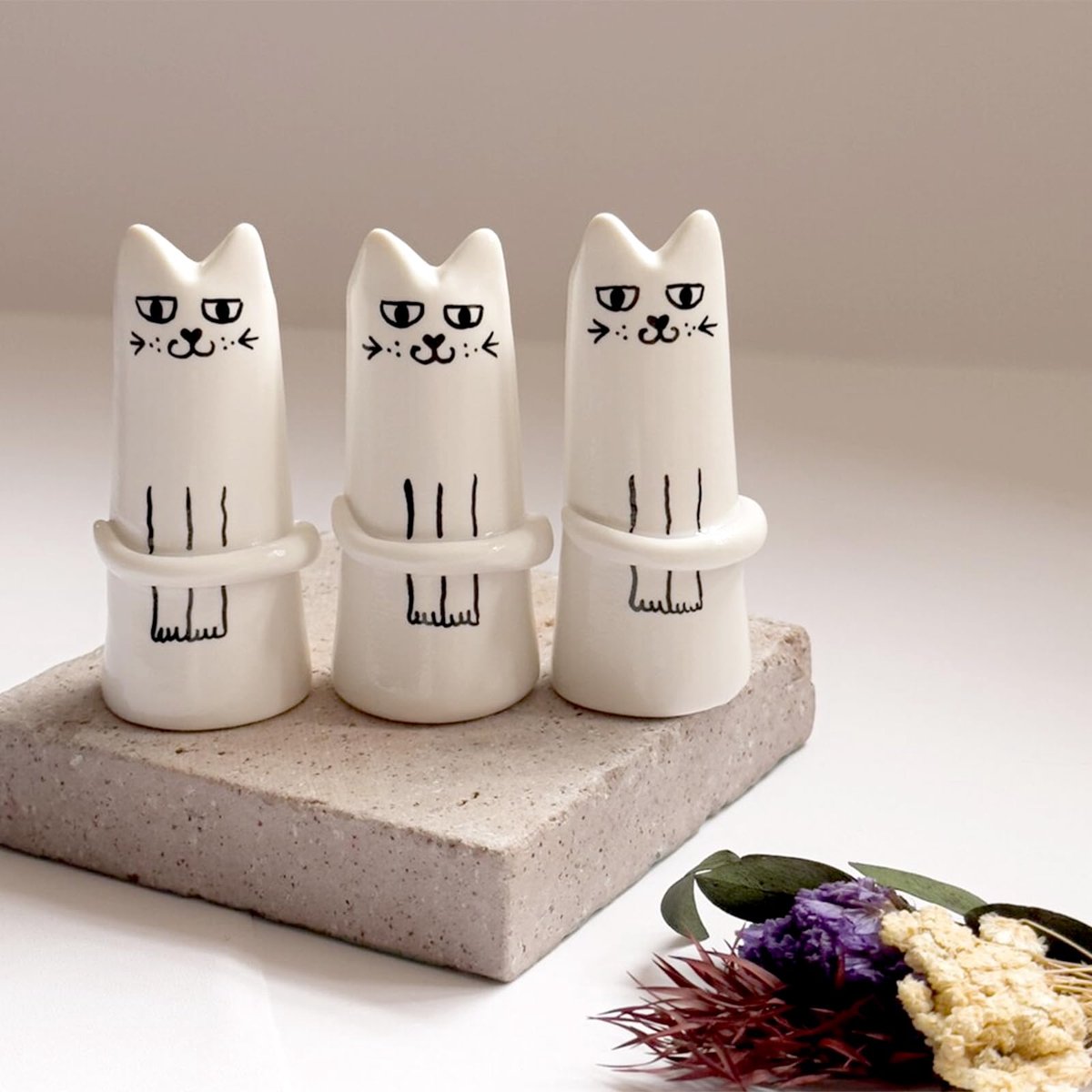 Ynkkvre - 3 katten vaas set, keramiek mini kleine fles voor thuis decoratie, bruiloft, verjaardag - unieke, mooie, mooie mini vaas - japanse stijl stijlvol, mooi, 3 x 3 x 8 cm