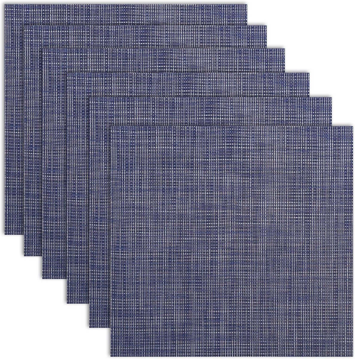 Set van 6 blauwe placemats - Duurzaam en makkelijk te reinigen