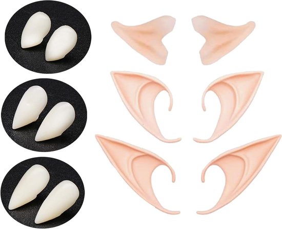 Allecta - Kinder Vampiertanden en Elfenoren Set voor Cosplay en Halloween - 3 Maten