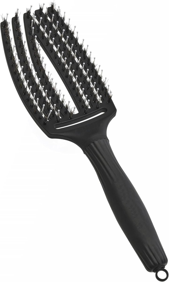 Famanu - Fingerbrush borstel, everzwijn & nylon haren, medium, zwart