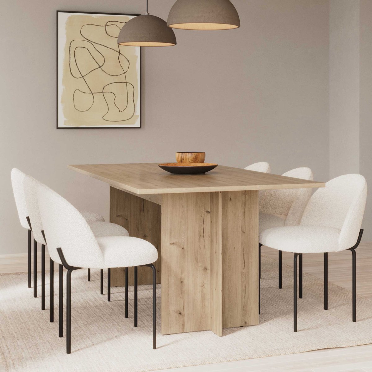 CALICOSY - Uitschuifbare tafel van 165,6 tot 200 cm in donker eiken decor - LEAD