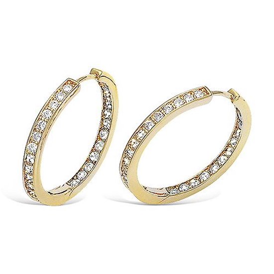 CHIVAL - Oorbellen 18K Verguld Goud "Selene" - Elegant, Hypoallergeen, Luxe, Cadeau voor haar, Zirkonia, Sieraad, Tijdloos, Ringetjes, Liefde, Romantiek, Geschenkverpakking, Kerst