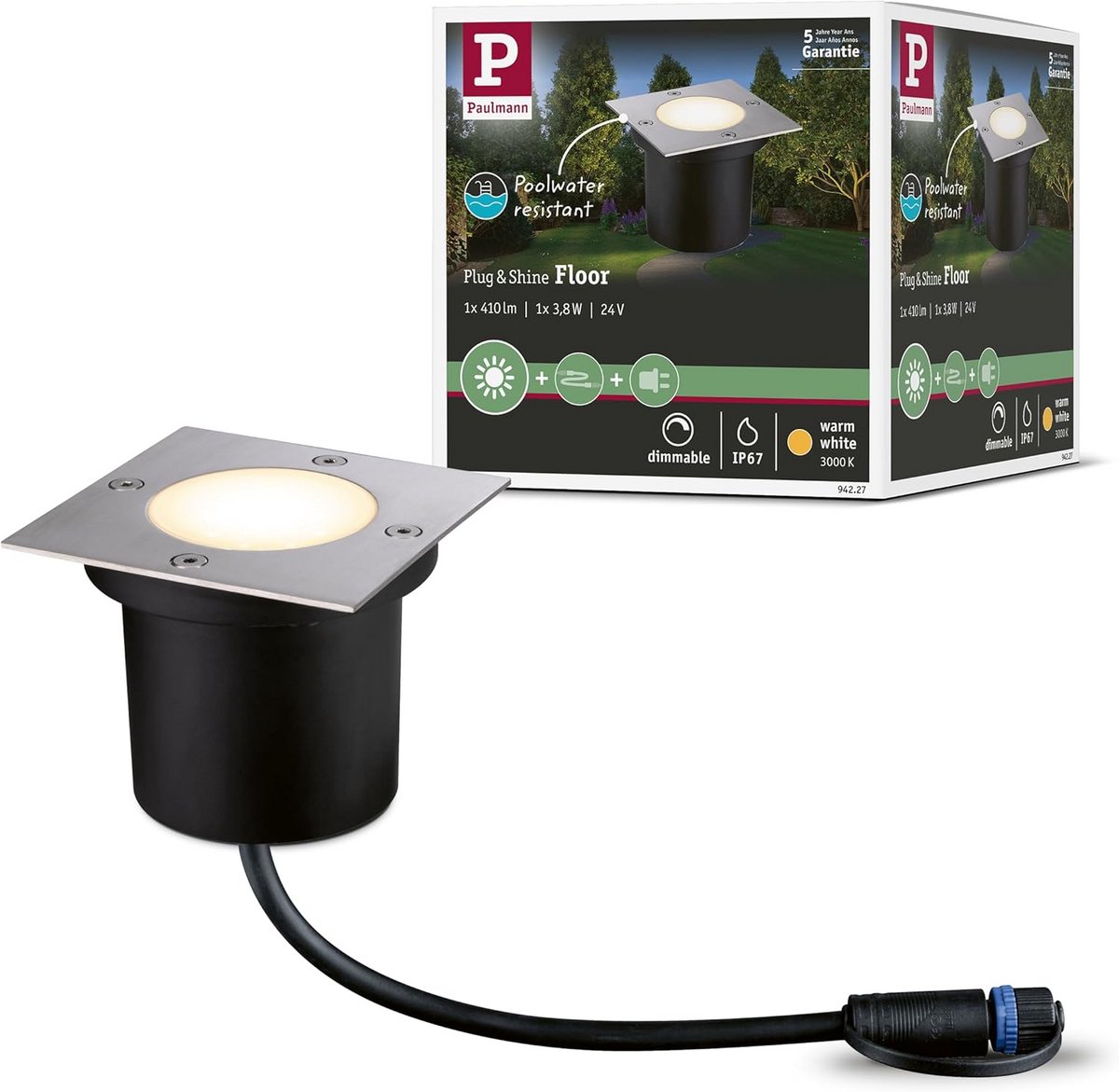 LED Grondinbouwlamp Vierkant RVS 3,6W Warm Wit 3000K - Waterdicht IP65 Buitenverlichting