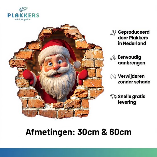 2D Kerstman Muurtattoo Kerstman Breken De Muur Sticker 2D Kerstman Muurtattoo Kerstman Breken De Muur Sticker
