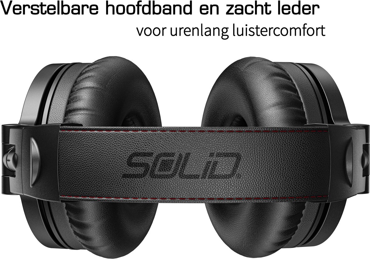 Solid DJ1 Over-ear DJ & Studio Koptelefoon - Inclusief USB-C Adapter, Microfoon & Draagtas - 3.5mm & 6.3mm Jack - Zwart — afbeelding 4