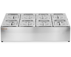 HCB® - Support pour récipients de restauration professionnelle - 8 x 1/6 GN - Acier inoxydable - Incl. pâtisserie gastronorme