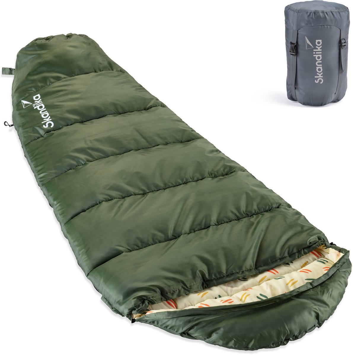 Skandika Vegas Junior Slaapzak – Mummieslaapzakken – Slaapzakken kinderen – Mummieslaapzak - Zachte binnenvoering, waterafstotend - 170x70 cm – Draagtas meegeleverd - Comfortbereik 12 tot 3°C - Max. Lichaamslengte 140 cm - kampeerslaapzak - groen