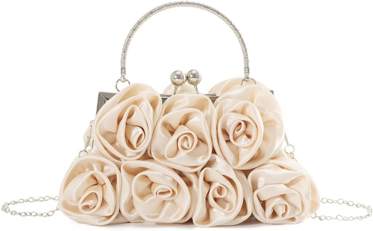 Elegante clutch voor dames - Bloemen Satijn Schoudertas voor Feest, Gala en Bruiloft
