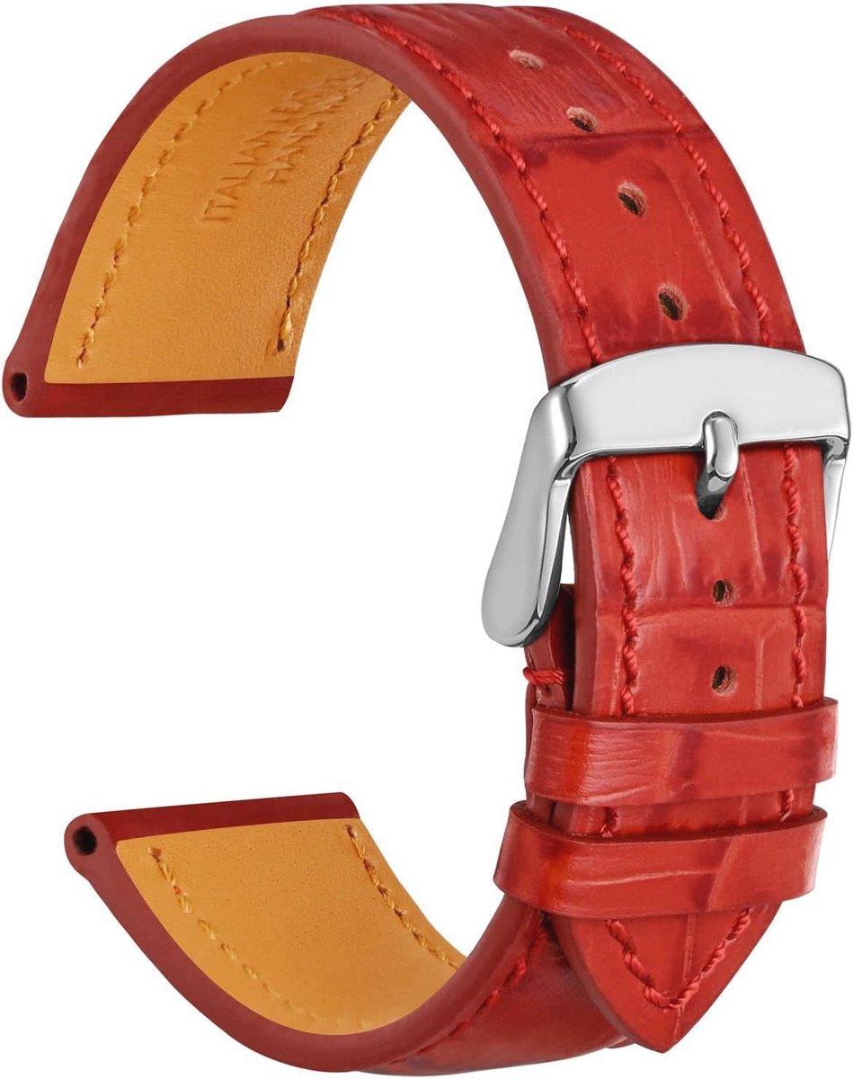 Stijlvolle Alligator Reliëf Rundlederen Horlogeband met Roestvrijstalen Gesp - Vervangende Bandjes 18-22 mm