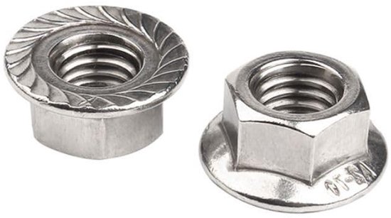TOOLCRAFT 138158 Zeskantmoeren met flens M6 DIN 6331 Staal 100