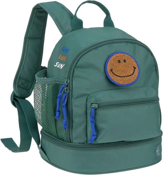 LÄSSIG Kinderrugzak Mini Square Donkergroen - Kleuterschooltas Met Borstriem 27 Cm 7 Liter