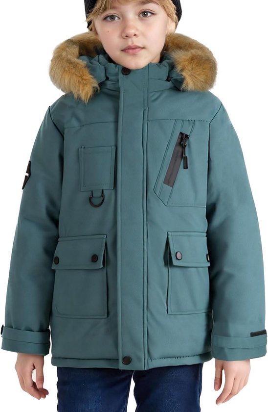 Wantdo Dames Gedikte Parka Vacht met Capuchon Van Nepbont Zwart X-Large