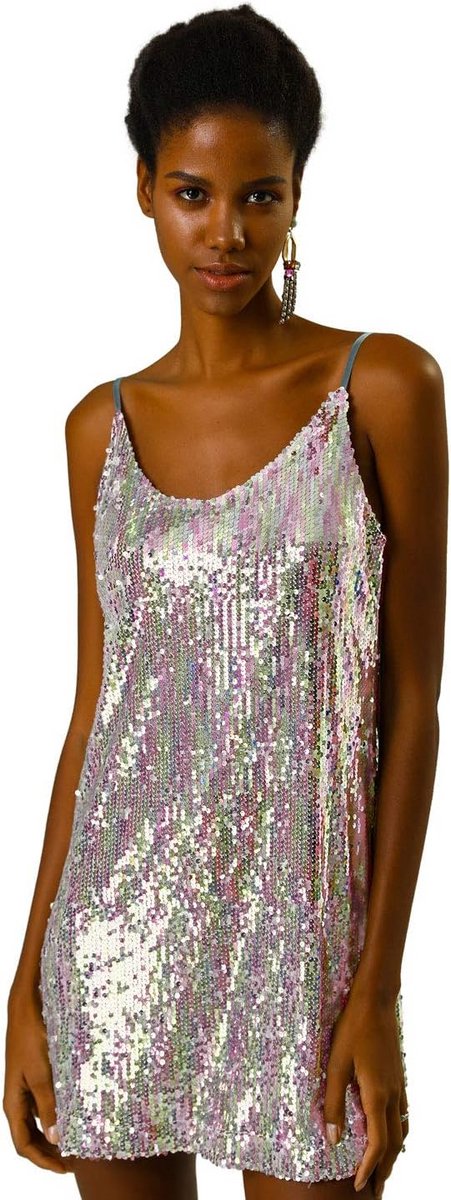 Glitters Pailletten Spaghettibandjes Jurk voor Dames - Feestelijke Cocktail Minijurk
