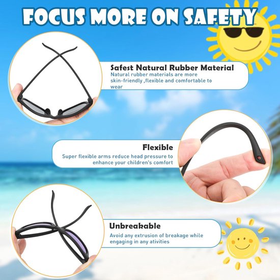 Gepolariseerde zonnebril voor baby's en peuters, flexibele en rubberen montuur, 100% UV400 bescherming van Cocobear — afbeelding 2