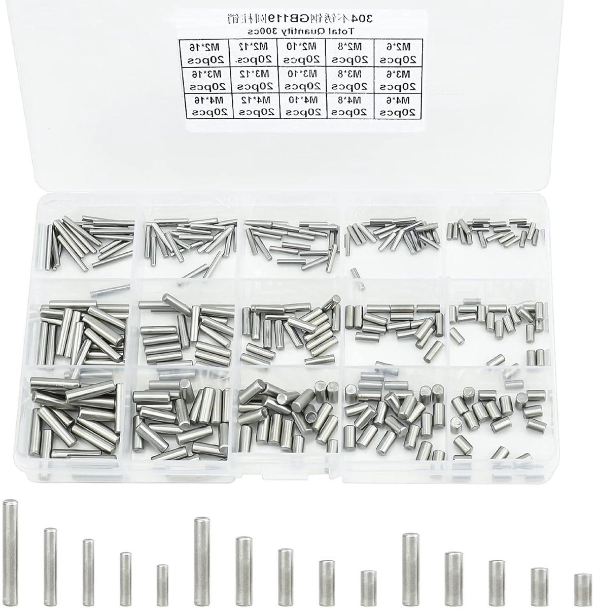 Allecta - Cilinderstiften assortiment - Roestvrij staal - Deuren, ramen, houtproducten - 300 stuks