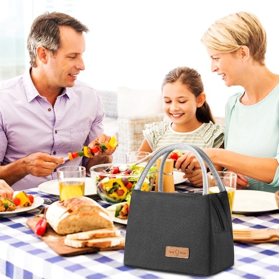 Lunchtas - Koeltas - Koeltassen - Lunchzak - 27x16x19 cm - 8 Liter - Draagbare Lunchzakken - Handvat Riem - Lunch / Blikjes - Koeltas voor Heren en Dames - voor Werk School Picknick - Zwart van Merkloos — afbeelding 5