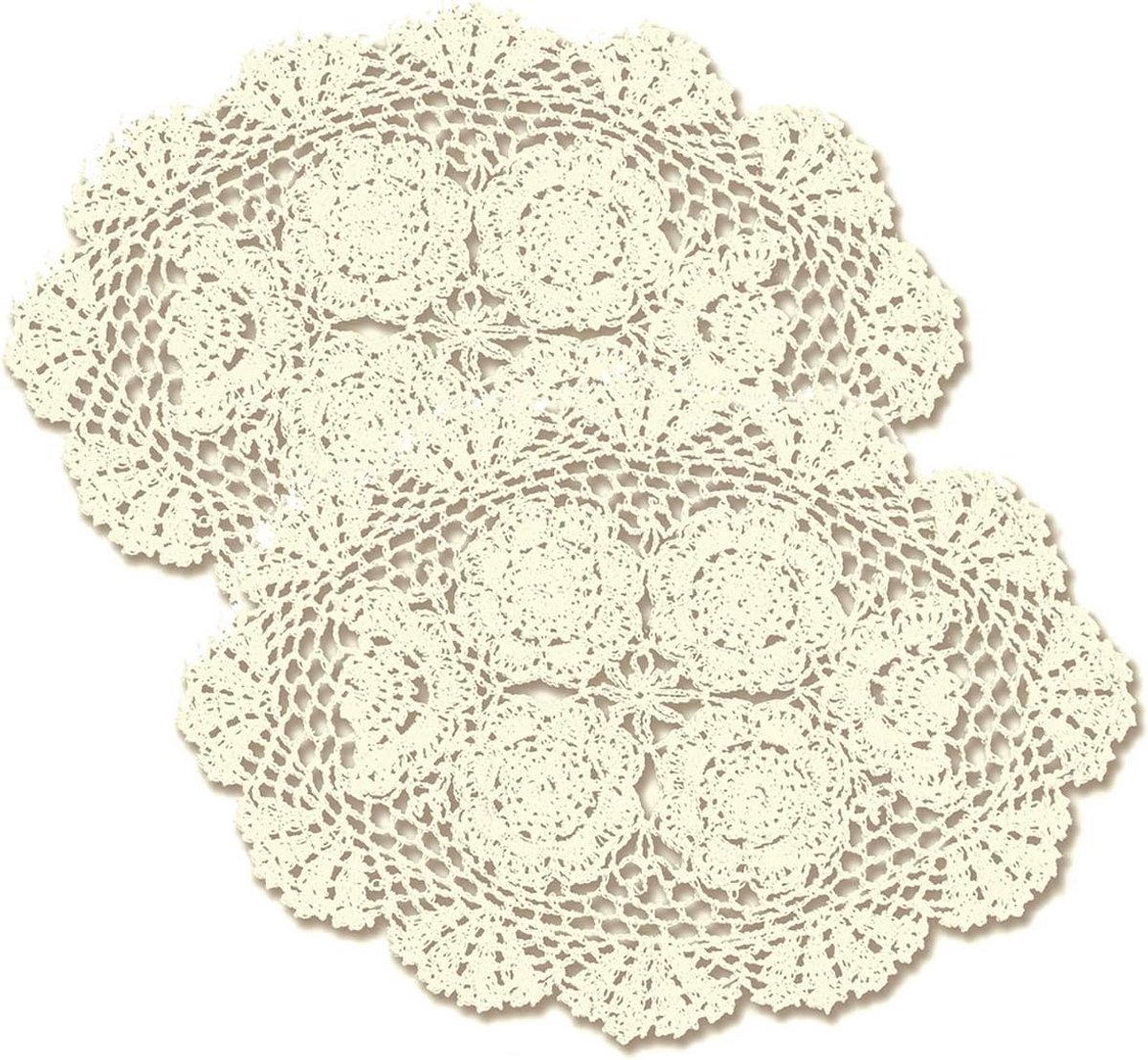 Set van 11x17 Inch Ovale Gehaakte Placemats - 100% Handgemaakt Katoen Tafelkleed