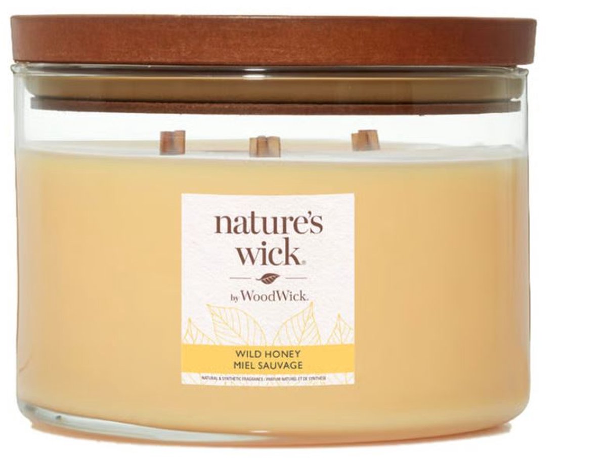 Nature's Wick - Wild Honey Large 3 Wick Tumbler - 48 branduren - Geurkaars
