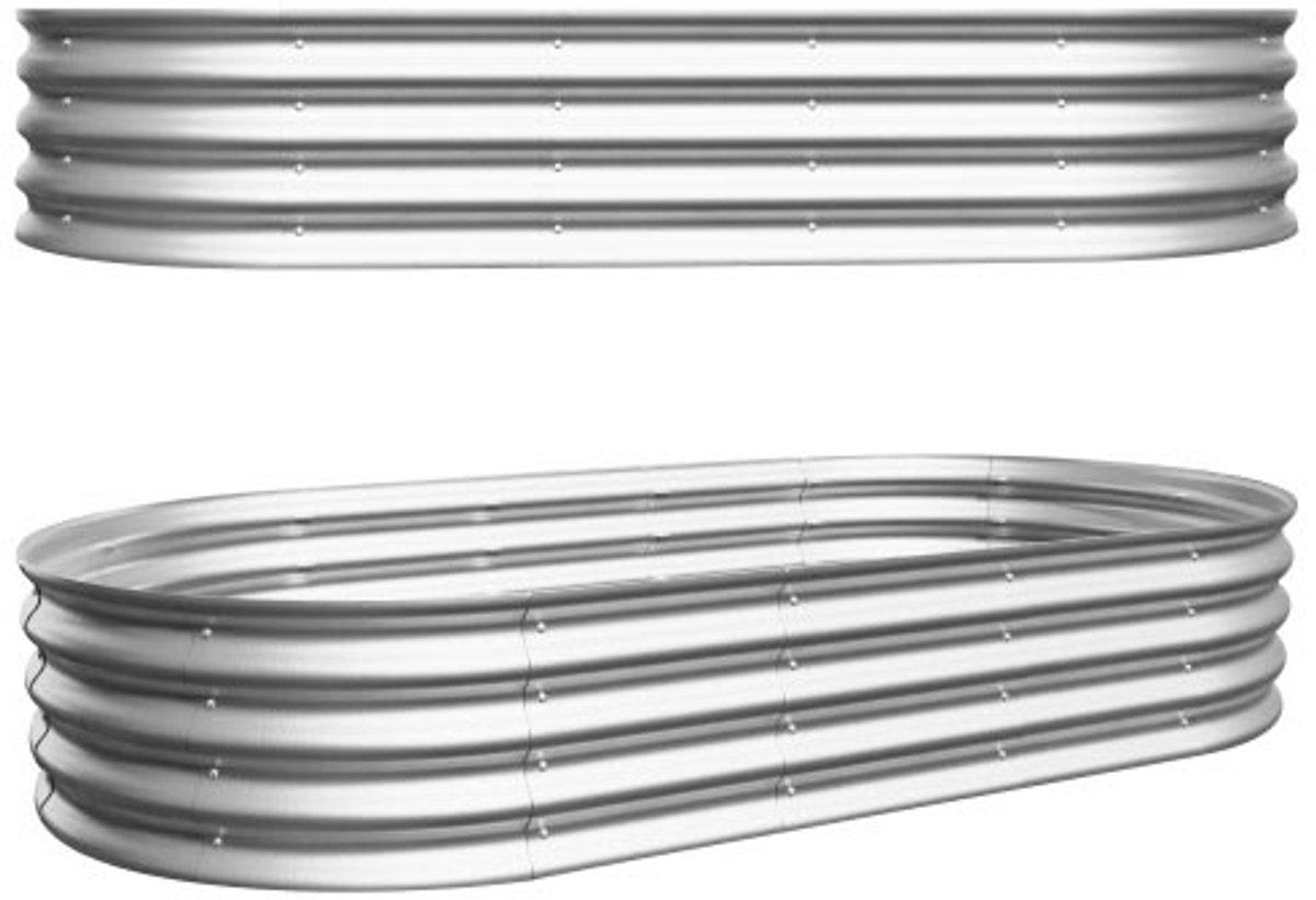Plantenbed 2 Delige Set 182,9×91,5×30,5cm Hogere Gartentuinplantenbed Zilver Metaal Eenvoudige Montage Verzinkt Zwaarwegend Roestvrij Voor Groenten Bloemen En Kruiden Buiten