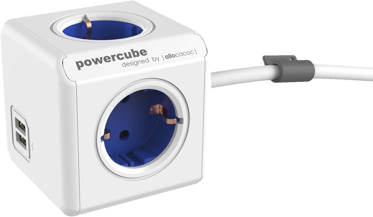 Stekker Kunststof Blauw - PowerCube Extended USB Type F