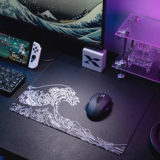 Grote Gaming Mouse Pad van Tempr glas - Zwart Kanagawa - Verbeterde Precisie en Snelheid — afbeelding 5