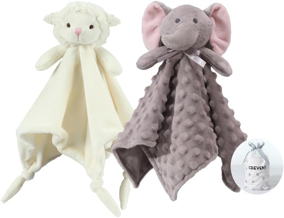 2 Zachte Pluche Veiligheidsdekens met Dierengezicht voor Kinderen - Perfecte Cadeaus voor Verjaardag of Babyshower