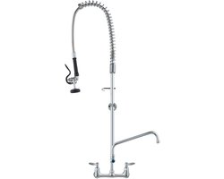 VEVOR Commerciële keukenkraan met uittrekbare voorspoeldouche, 118 cm hoogte, 203 mm midden, 305 mm draaibare uitloop, messing wastafelkraan voor 1/2/3 compartimenten spoelbak